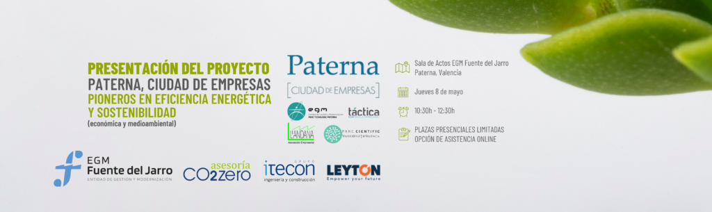 Invitación evento Paterna, Ciudad de Empresas, pioneros en eficiencia energética y sostenibilidad
